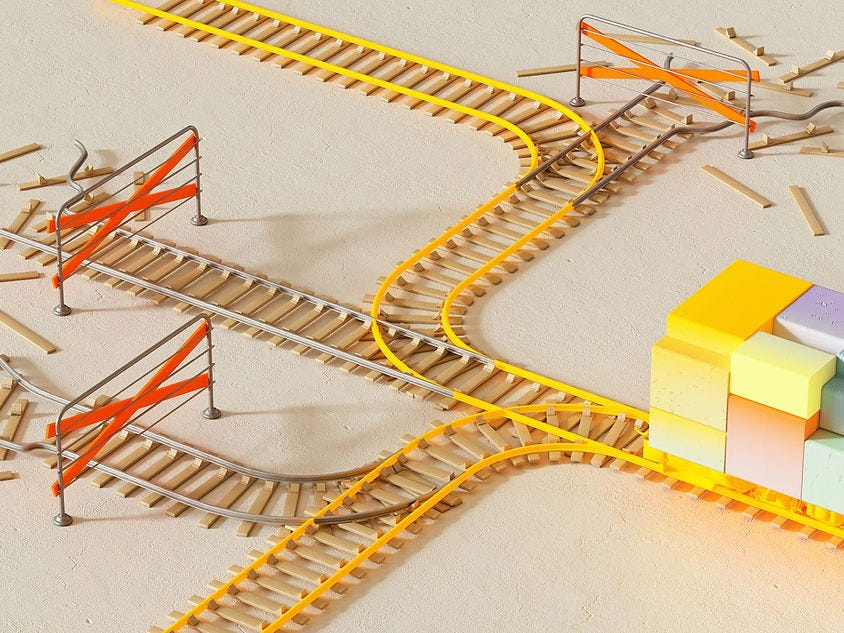 3 Train tracks with an end