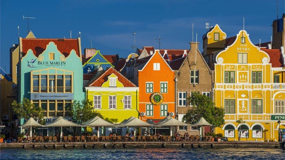 Houses on the waterfront in Willemstad, Curacao Houses on the waterfront in Willemstad, Curacao
