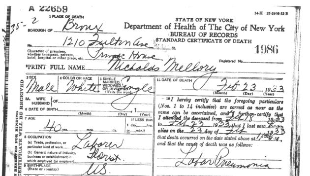 Michael Malloy — NYC Municipal Archives / Public domain (via Wikipedia) Michael Malloy — NYC Municipal Archives / Public domain (via Wikipedia)