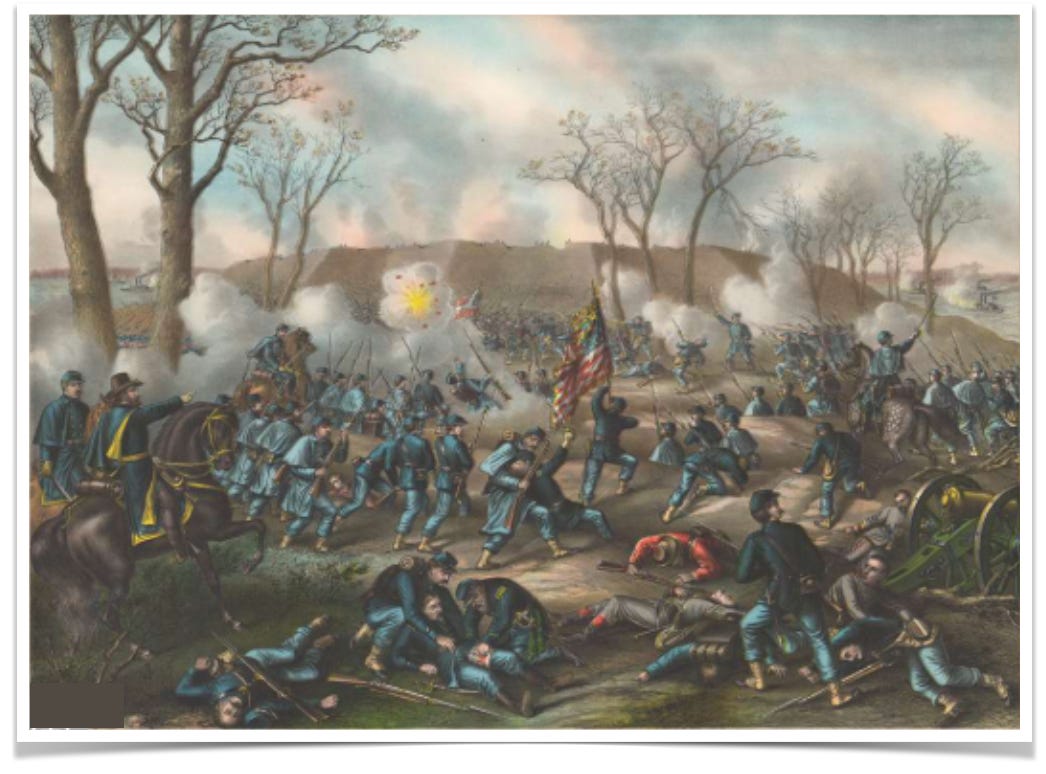 Image of a painting depicting a Civil War battle.