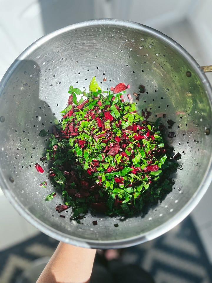 A recipe for young beetroot with stalks and leaves