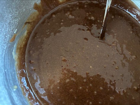 Several steps to a chocolate cake