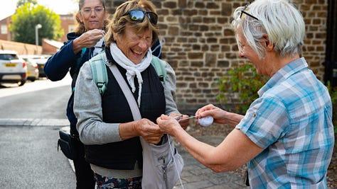 Various images of the pilgrims preparing for their walk