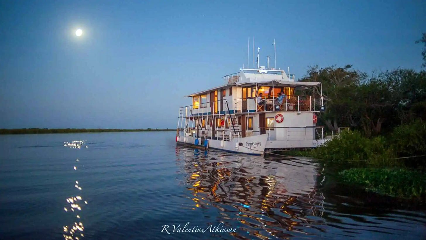 The Mothership, the Parana Gypsy, provides comfort and maneuverability for first-class golden dorado fishing packages on the Lower Parana River in Argentina.