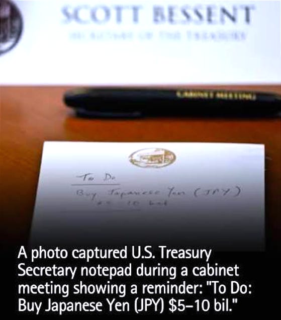 Scott Bessent’s To-Do List: Buy Japanese Yen