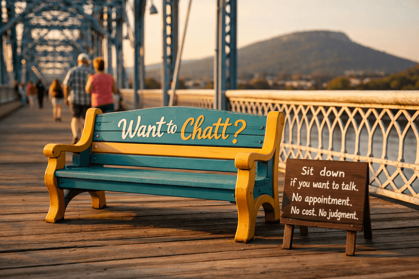 Chatt Spots: A dedicated mental health conversation bench on the Walnut Street Bridge