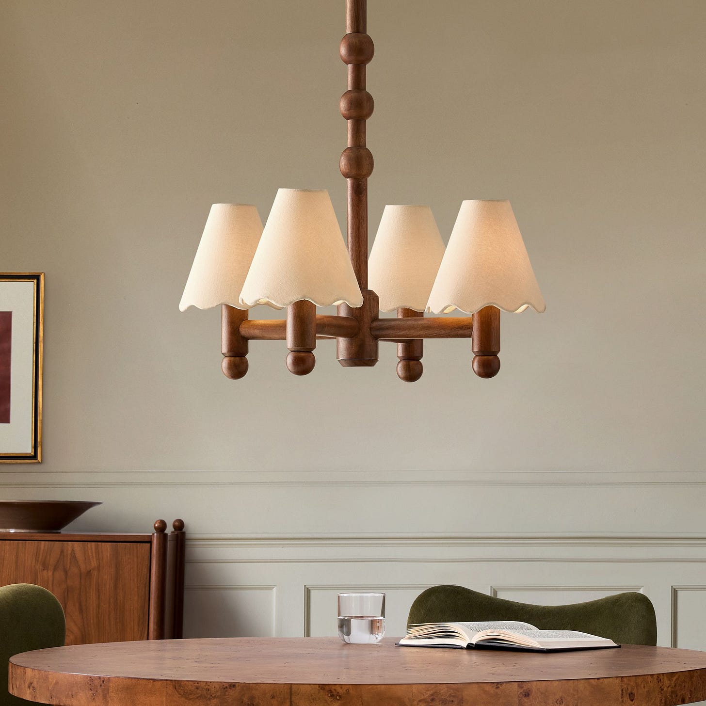 Alt image 1 for Pierce &amp; Ward 4-Light Wood Chandelier (22")