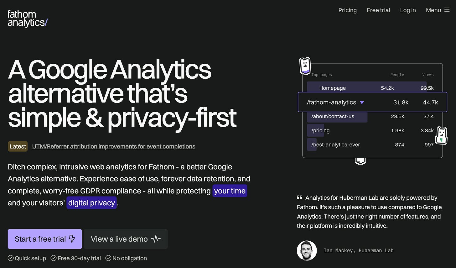 Fathom analytics landing page headline Fathom analytics landing page headline