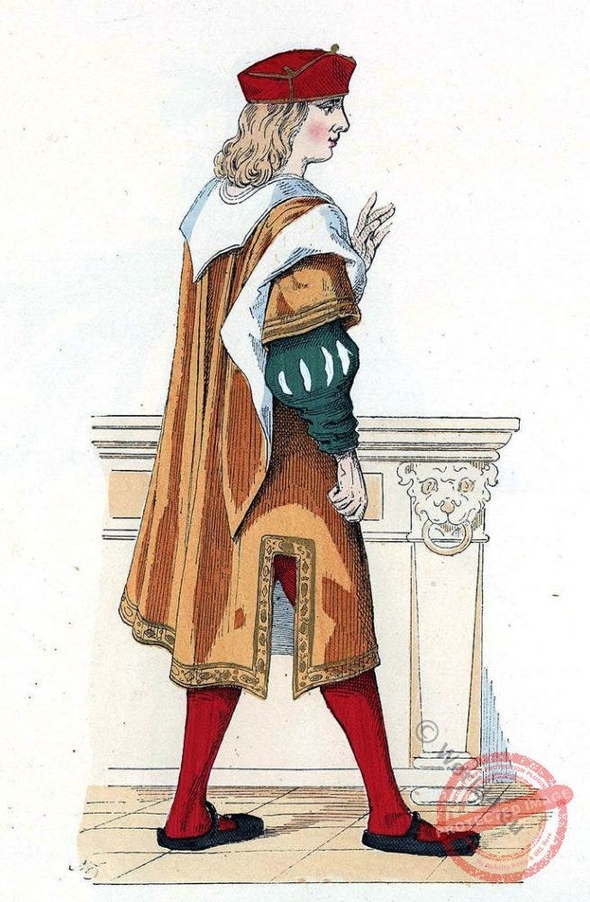 French merchant in the sixteenth century. Marchand français au XVI siècle.