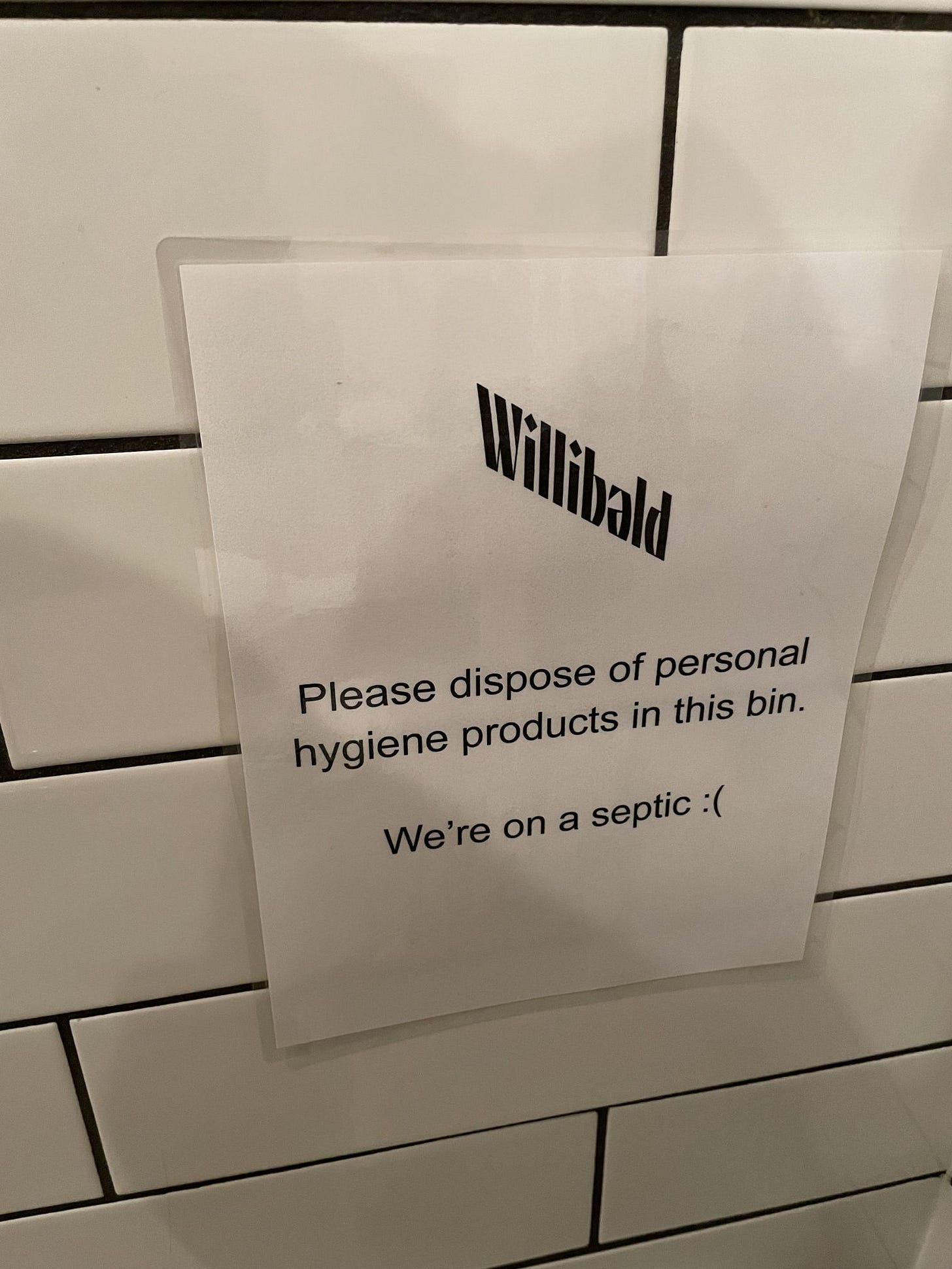 Image of a sign about disposal of personal hygiene items in a washroom Image of a sign about disposal of personal hygiene items in a washroom