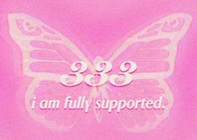 This may contain: a pink butterfly with the words i am fully supported on it's back side