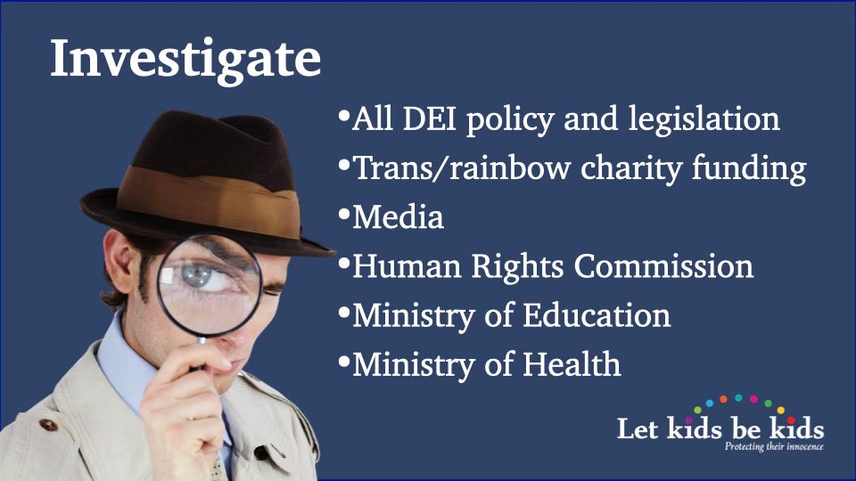 Penny Marie calling for an investigation into all the trans and dei lobby groups and crown agencies