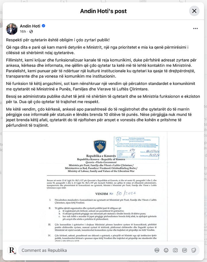 Reagimet e MINISTRIT HOTI