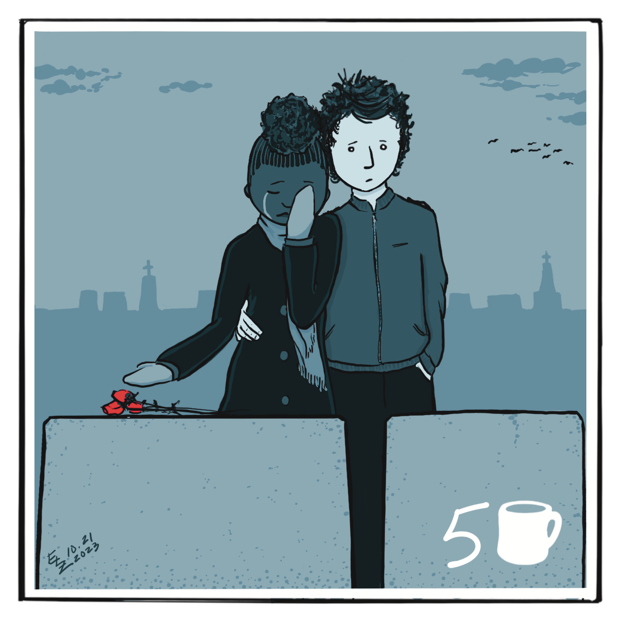Inktober 16 – Five of Cups
