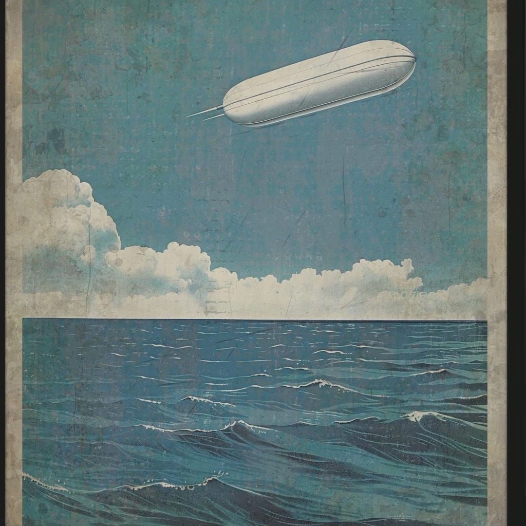 Vintage UFO TIC TAC Nautical Wall Art, UAP Ocean Poster, Sci-fi Alien USO  Decor