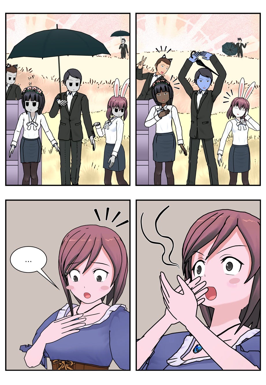 Dead-eyed and gray Cora Zone residents flicker back to life and return to color as they get their voices back. Vana Gloria, on the other hand, gasps silently as she feels the voice escaping her.