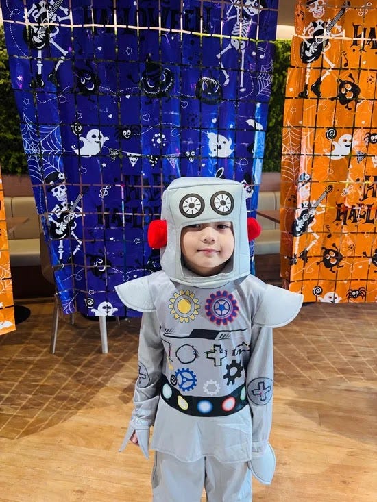 Rafa's robot costume