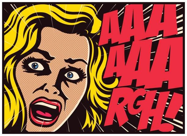 Pop Art Comics Panel Woman In A Panic Screaming In Fear Vector Illustration  Stock Illustration - Download Image Now - iStock