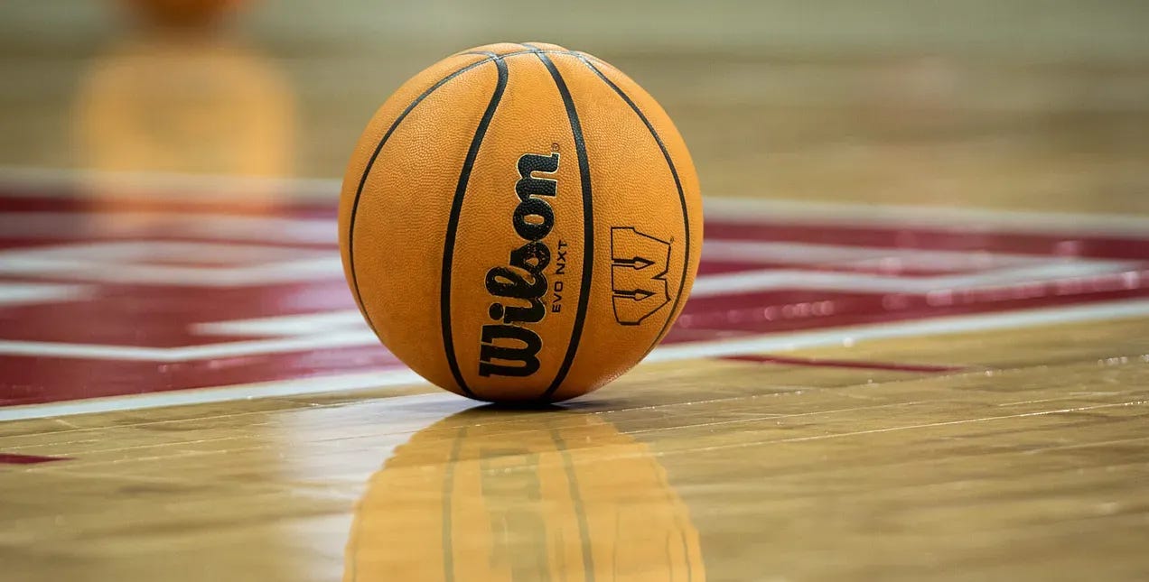 Wisconsin Badgers basketball on the Kohl Center floor