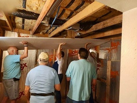 Photos of some of the major work the guys have been doing completely gutting and repairing some restrooms.