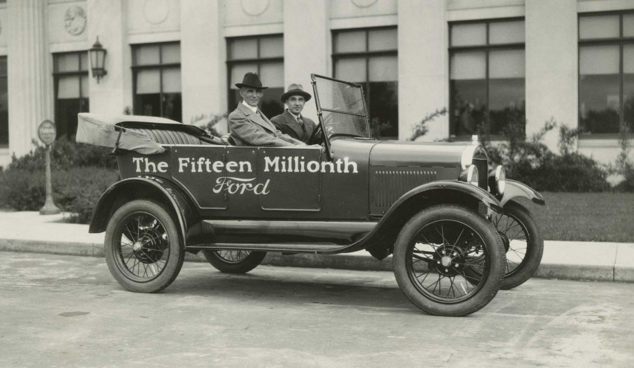 Henry Ford riding in the 15 Millionth Ford! Henry Ford riding in the 15 Millionth Ford!