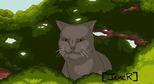 Gif of a cat monster hissing and vanishing into smoke. Art by [Jaimer]