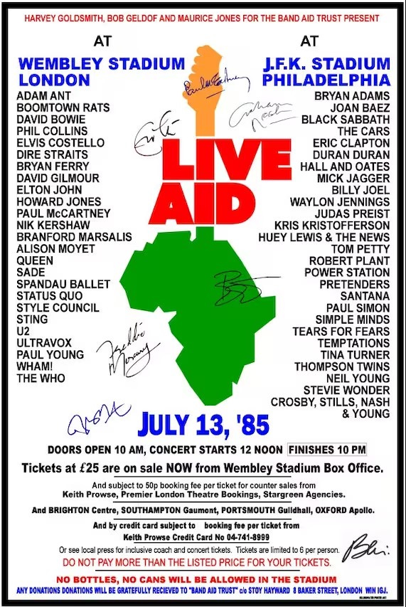 Happy Live Aid Day. It was 38 years ago today, the world came together thru  music to support African famine relief. It was an amazing day, especially  living here in Philly. I