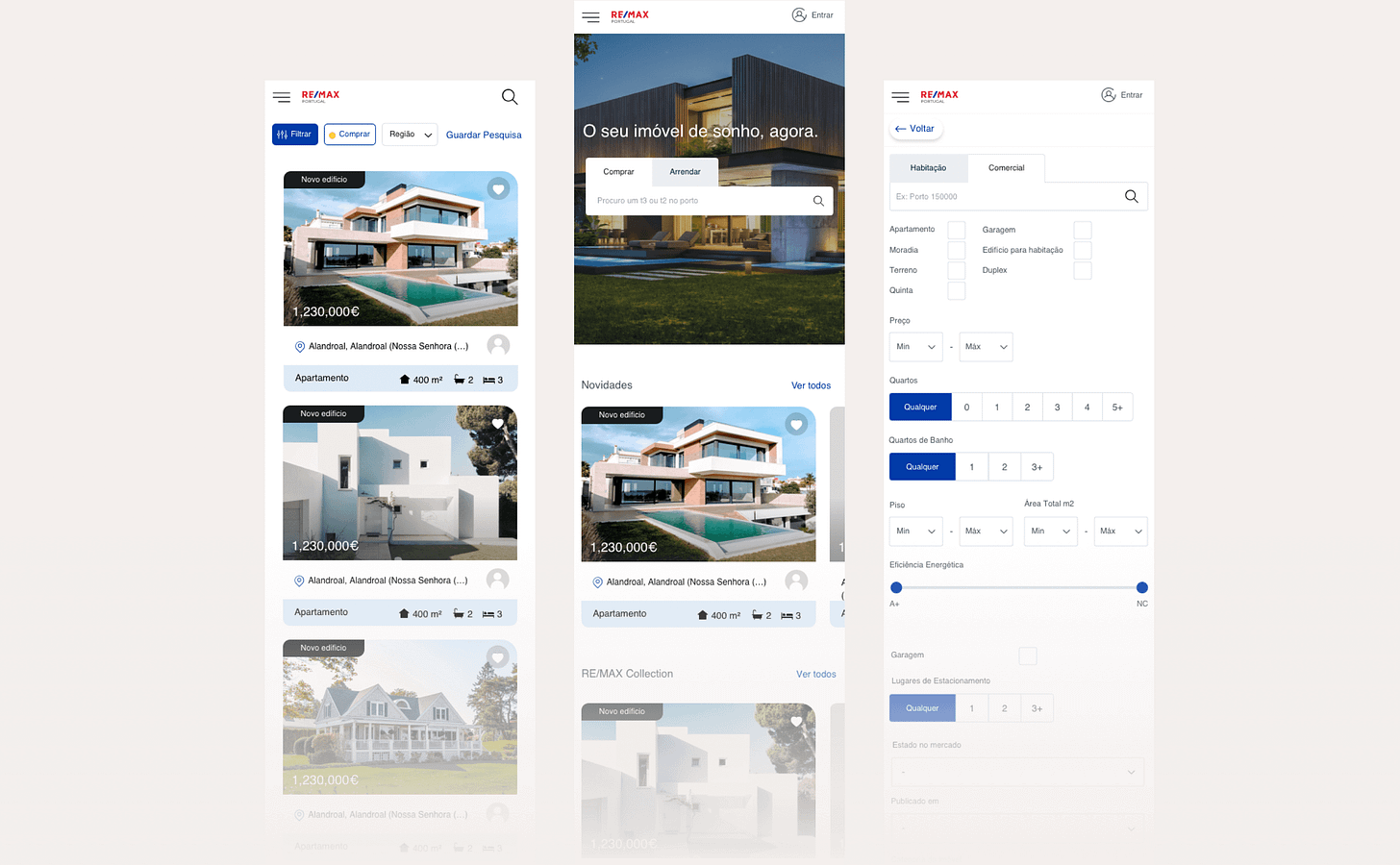 real estate mobile version website