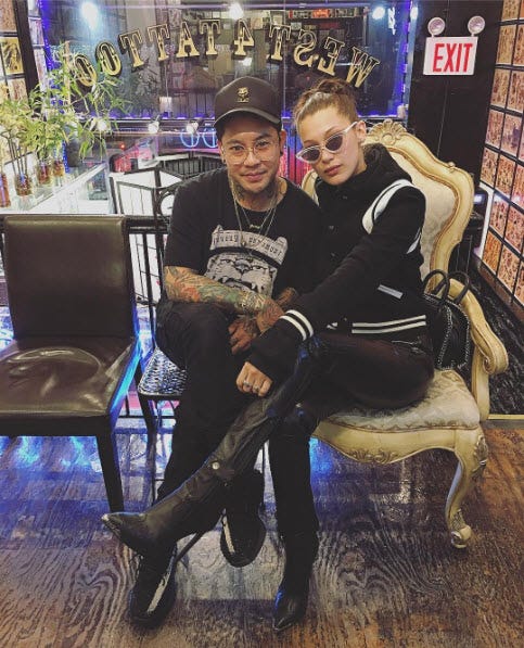 bella hadid with jon boy tattoos bella hadid with jon boy tattoos