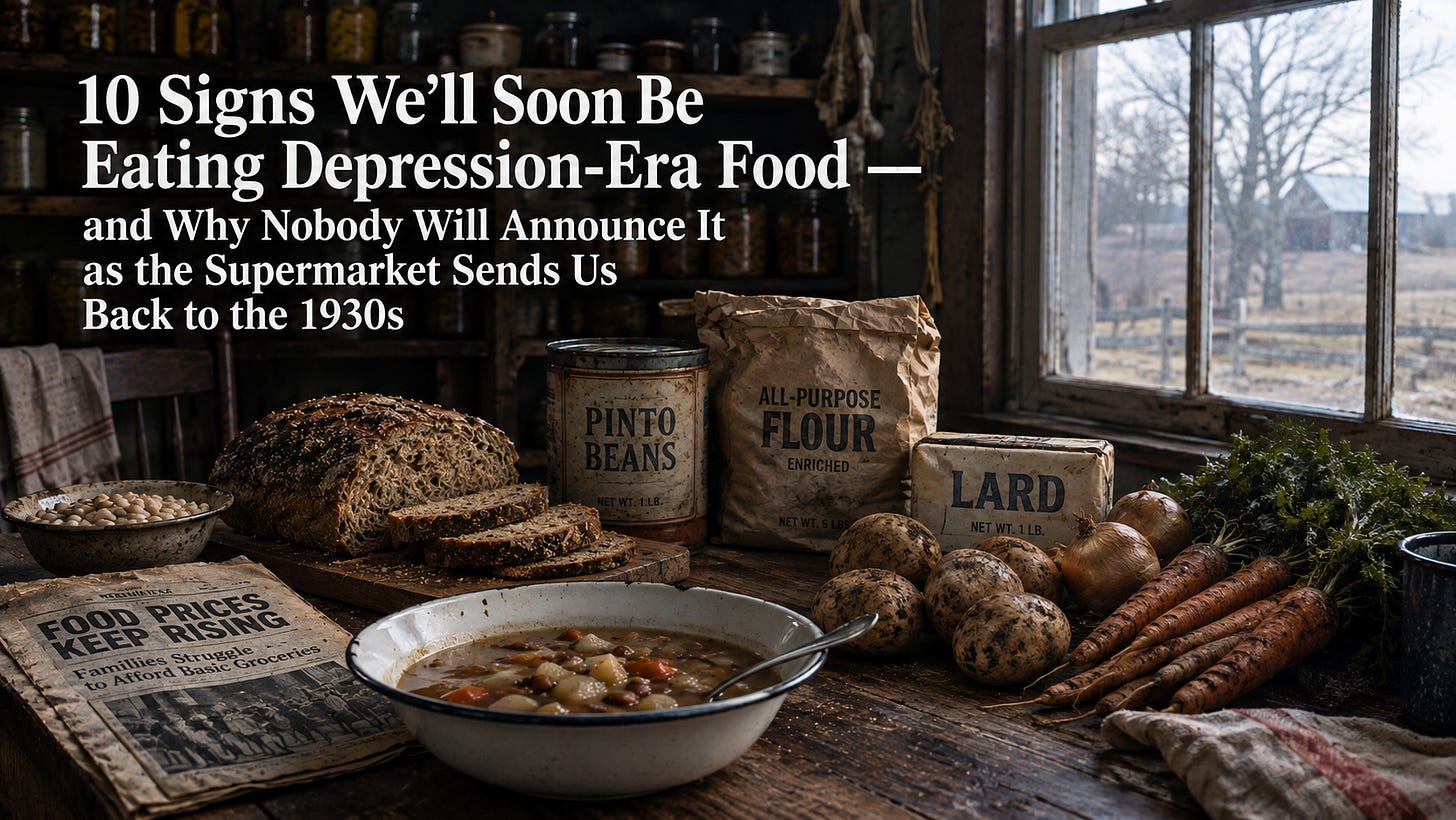 10 Signs We’ll Soon Be Eating Depression-Era Food — and Why Nobody Will Announce It as the Supermarket Sends Us Back to the 1930s