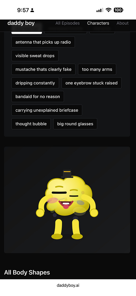 Stages of Daddy Boy's lifecycle