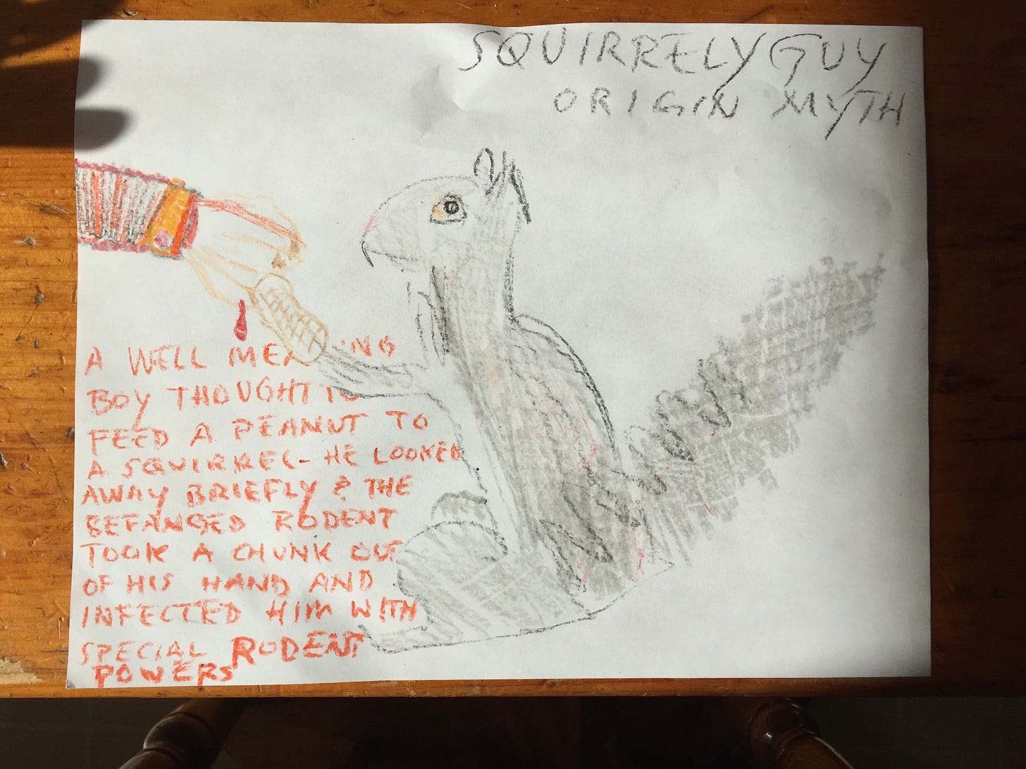 Squirrelly Guy origin myth sketch