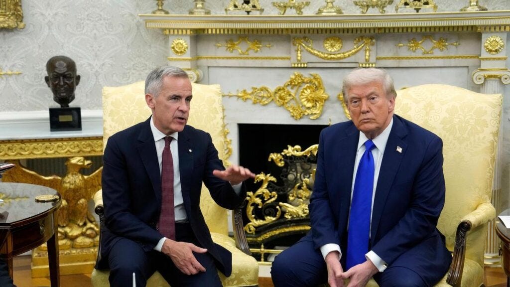 Canadian Prime Minister Mark Carney and Donald Trump.