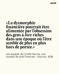 La “money dysmorphia” ou “dysmorphie financière” en français, est un terme  inspiré du “trouble dysmorphique corporel“. Désignant une insécurité  persistante au sujet de nos finances. Une angoisse liée aux contenus en  ligne