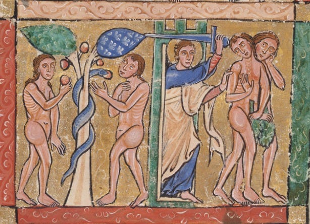 Scenes from the Book of Genesis: the Creation of Eve, the Marriage of Adam and Eve, the Temptation, and the Expulsion