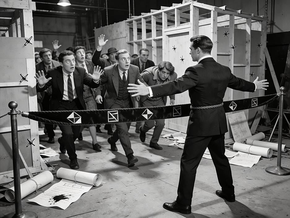 A person in a suit and tie crossing a tape

AI-generated content may be incorrect.