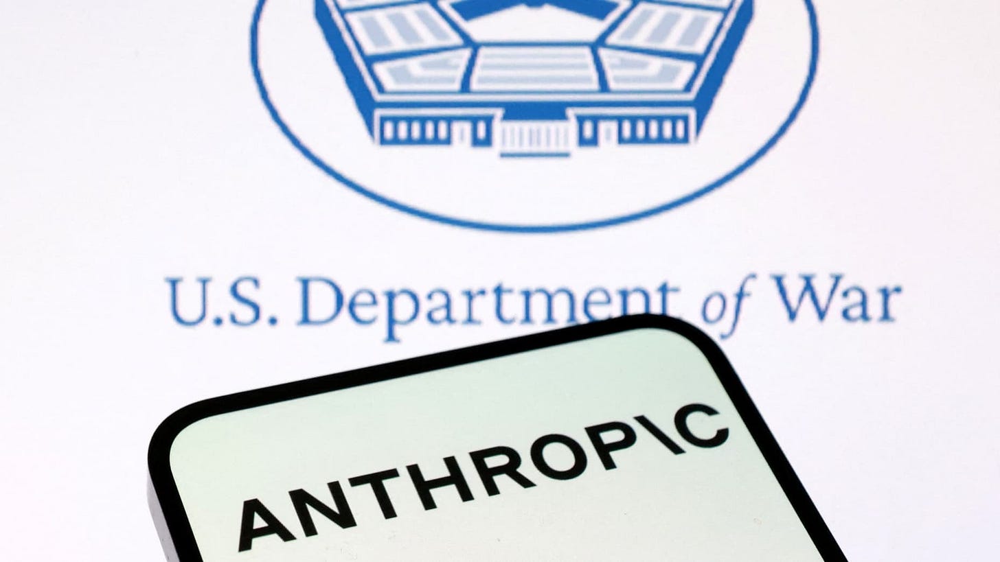 U.S. Department of War and Anthropic logos are seen in this illustration taken March 1, 2026. REUTERS/Dado Ruvic/Illustration