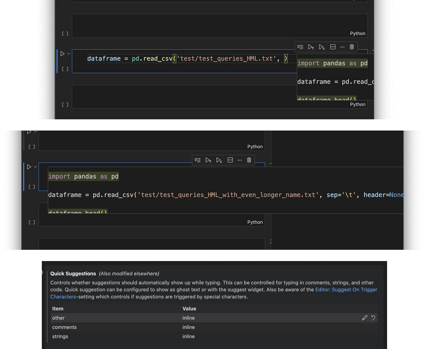 Python editor bug screenshot
