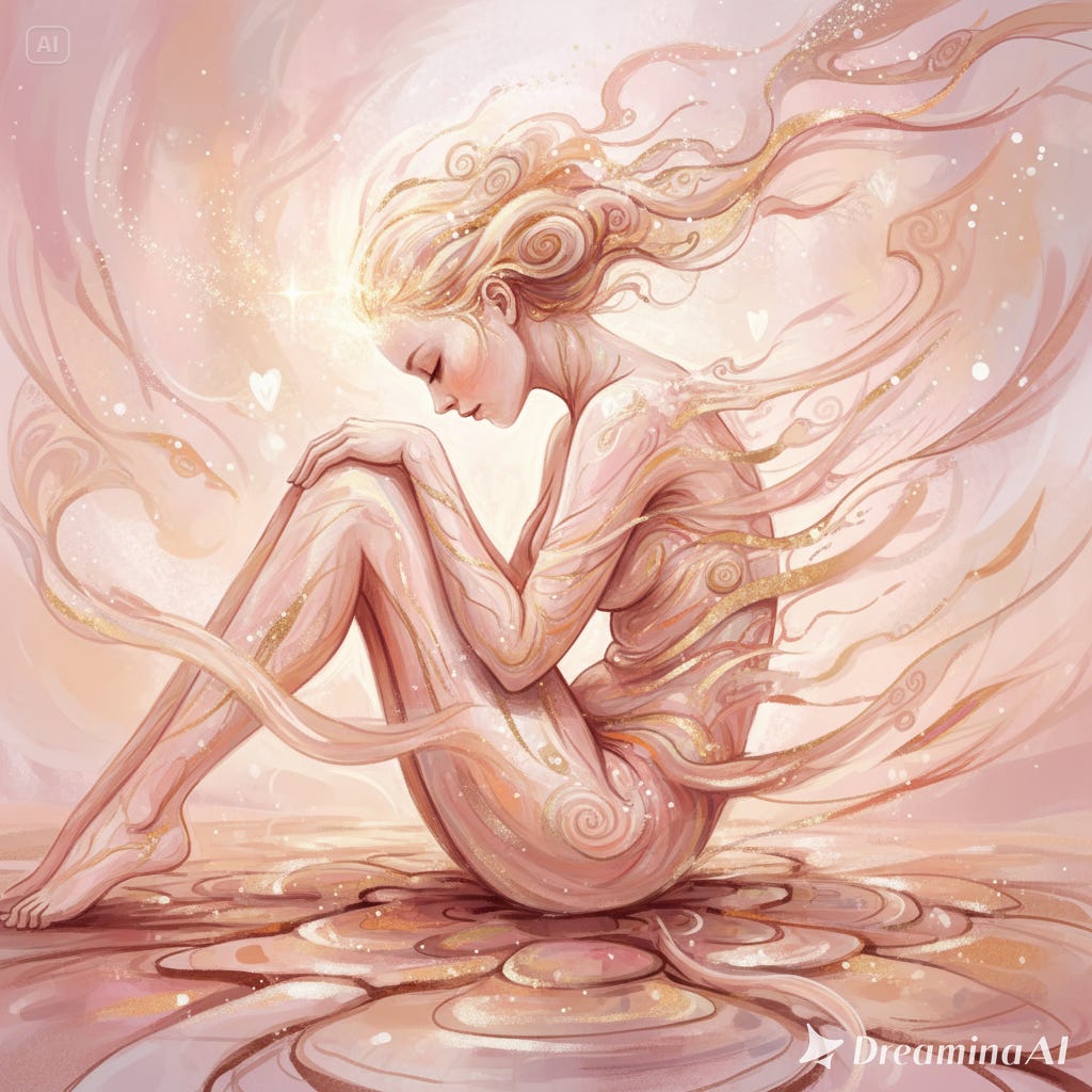 illustrative photo of naked woman looking down at her womb