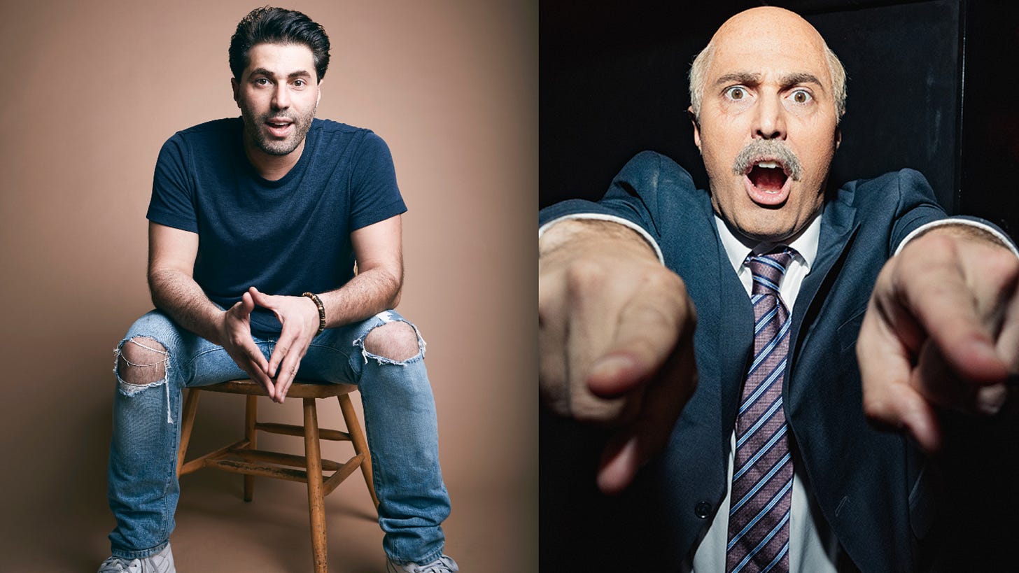 Adam Ray headshot on the left and Adam Ray as Dr Phil on the right