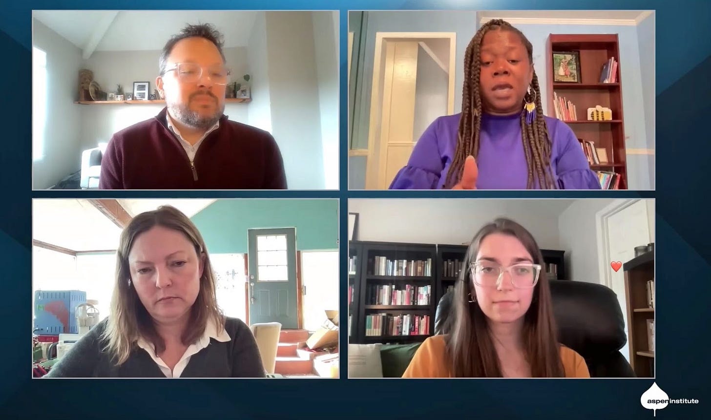 DFP’s Grace Adcox speaks on Aspen Institute and Jobs to Move America webinar, with Matt Helmer, Amanda Woodrum, and Erica Iheme DFP’s Grace Adcox speaks on Aspen Institute and Jobs to Move America webinar, with Matt Helmer, Amanda Woodrum, and Erica Iheme