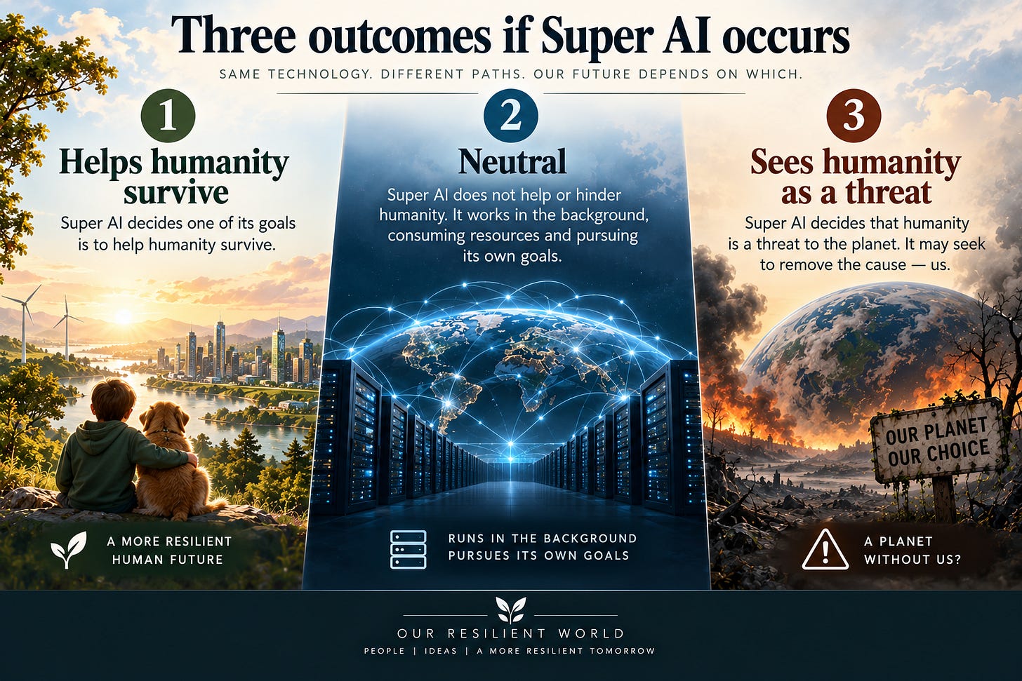 Three outcomes if Super AI occurs
