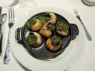 Een half dozijn, ofwel een halve portie Escargot à la Bourguignonne