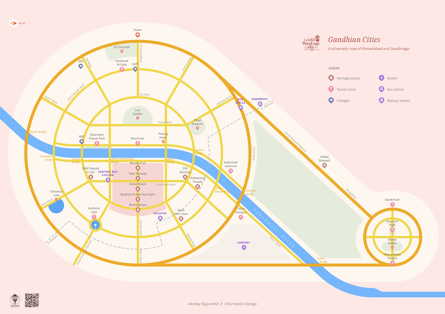 Final Schematic map of Ahmedabad & Gandhinagar by Akshay