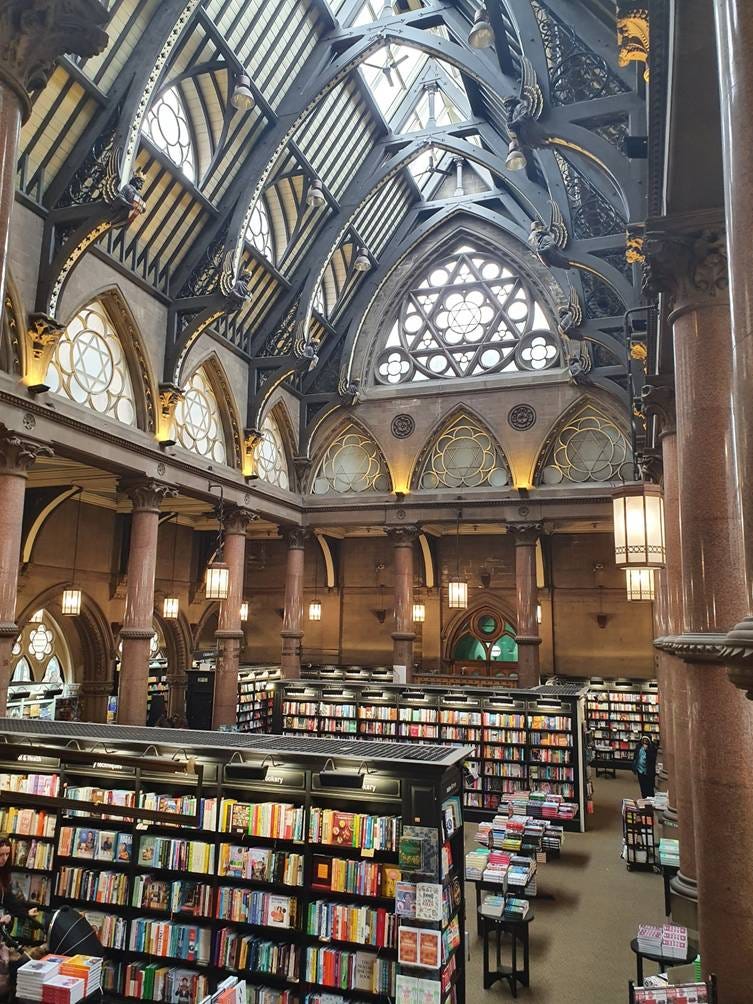 Inside of The Wool Exchange, now Waterstones, Hustergate, Bradford, West Yorkshire, photo taken October 16th 2022 