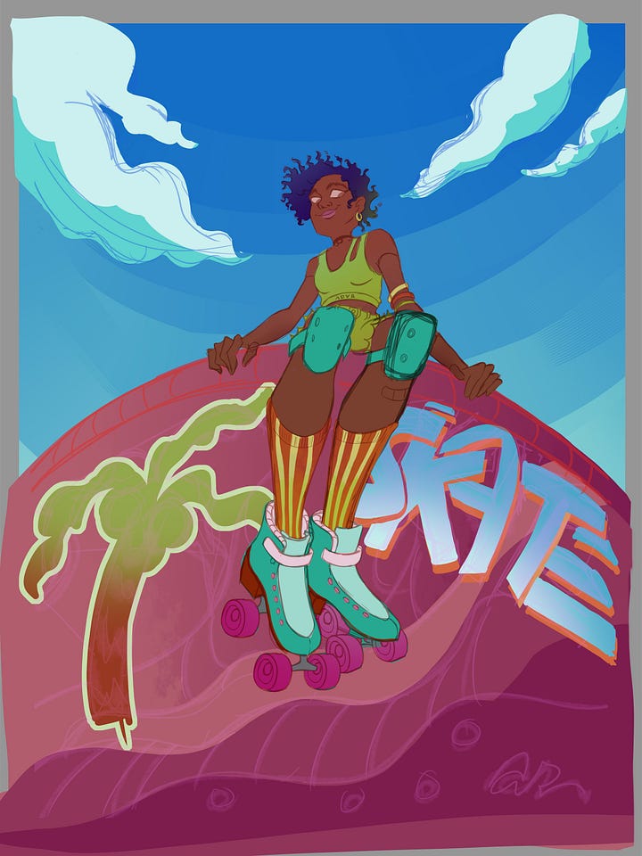 two pictures showing the base colour and final art piece