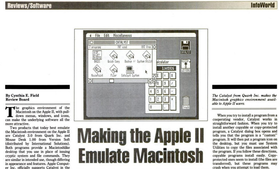 Two Mac-like desktops for the Apple II, from 1985.