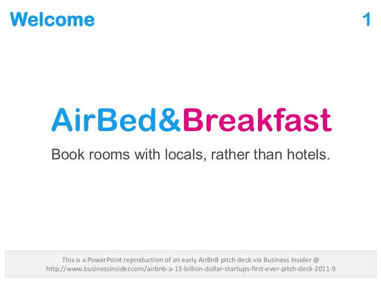 AirBnB Pitch Deck AirBnB Pitch Deck
