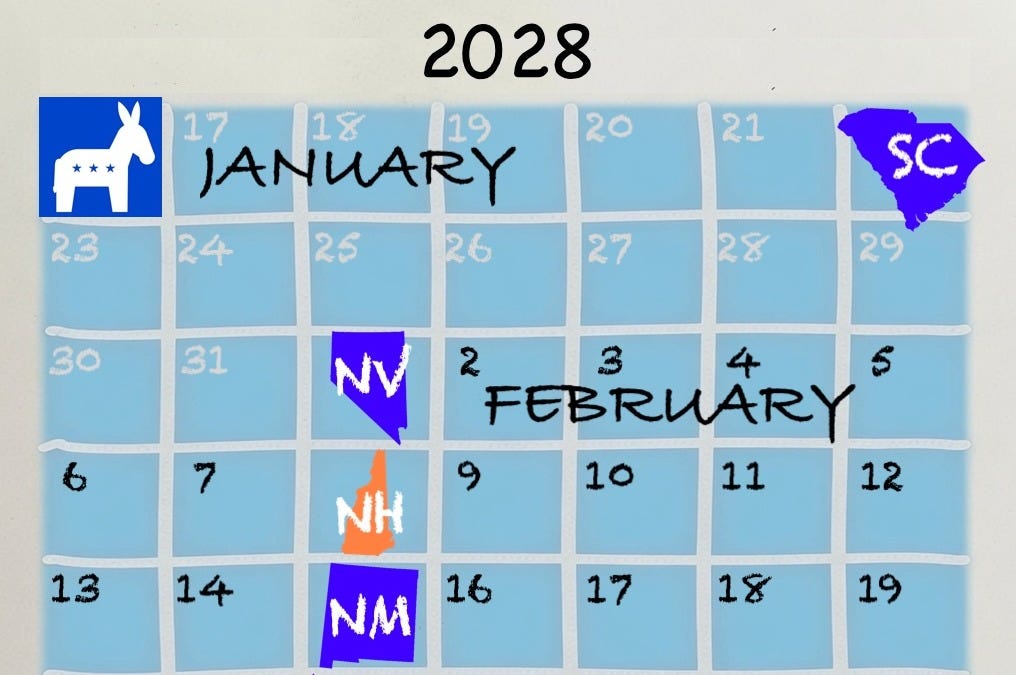 🫏 🔵 Digging into the Democrats' proposed 2028 presidential primary calendar