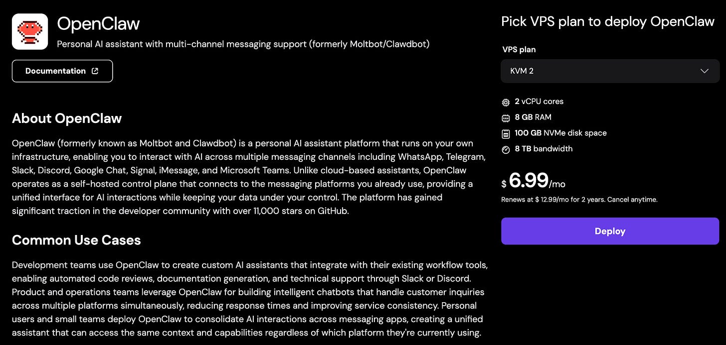 Hostinger's one-click deploy OpenClaw